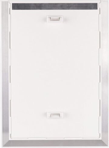 باب كلب بلاستيكي كبير من BarksBar مع بطانة من الألومنيوم وغطاء من الفينيل الناعم، لوحة منزلق لقفل الأمان في اتجاهين، إطار تلسكوبي - حجم رفرف كبير 10.5 × 15 بوصة، أبيض in Kuwait