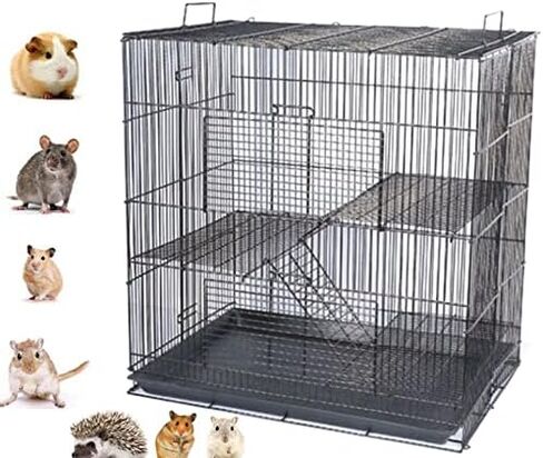 3 مستويات النمس شينشيلا الهامستر سوجر طائرة شراعية جربيل الجرذان الفئران الفئران غينيا خنزير القوارض ديجو داغوس قفص الحيوانات الصغيرة، ضيق تباعد شريط 3/8 بوصة (أسود / أسود) in Kuwait