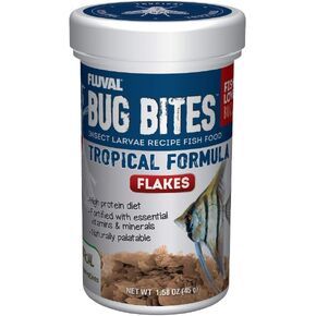 Fluval Bug Bites Tropical Fish Food, Flakes for Small to Medium Sized Fish, 3.17 oz., A7332, Brown in Kuwait
