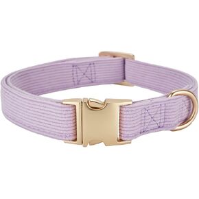 Soft Dog Collar with Metal Buckle Adjustable Durable Comfort Cotton Corduroy Collars for Large Medium Small Dogs Velvet Dog Collars, Lilac