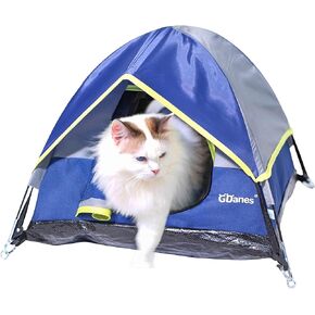 Blue Cat Tent, Large Cave Bed for Indoor Cats and Small Dogs with Soft Mat - 22" x 22" x 14"