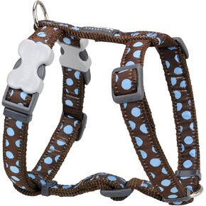 Red Dingo Designer Dog Harness, Large, Blue Spots on Brown in Saudi Arabia
