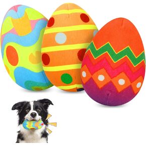 YUEPET 3 Pack Easter Egg Dog Toys, Squeaky Dog Chew Toys for Cleaning Teeth and Relieving Anxiety, Plush Dog Toy Easter Gifts for Puppies Small Medium Dogs in Kuwait