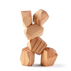 Natural Pine Stacking Rocks, Large Wooden Blocks, Montessori Puzzle Game, Toddler Toys For Classroom, Wood Balancing Stones Set (12 Pc) in Saudi Arabia