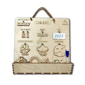 Wooden Perpetual Calendar, Montessori, Educational Tool, Cognitive Stimulating Social Interaction, Gifts for Kids, Toddlers, Child Education in Saudi Arabia