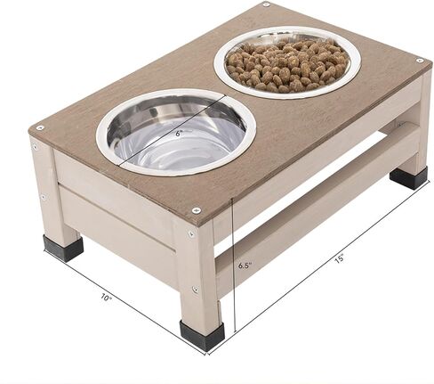 Ufyerutg Outdoor Dog House, Waterproof Wooden Puppy Shelter with Water Bowl, Food Bowl & Storage Box, Indoor Outside Open Roof Dog House for Small Medium Dogs in Kuwait