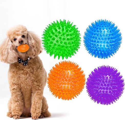 Ammbeetty 4 Packs 2.56" Squeaky Dog Toys for Small Medium Dogs, Dog Toys Balls for Boredom and Stimulating, Puppy Chew Toys for Teething and Durable Interactive Dog Toys, Safe TPR Material in Saudi Arabia
