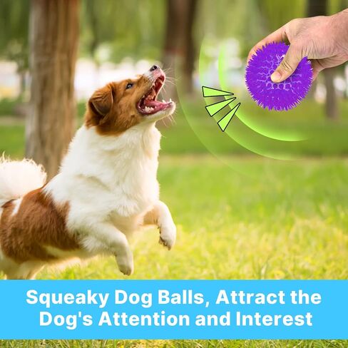 Ammbeetty 4 Packs 2.56" Squeaky Dog Toys for Small Medium Dogs, Dog Toys Balls for Boredom and Stimulating, Puppy Chew Toys for Teething and Durable Interactive Dog Toys, Safe TPR Material in Saudi Arabia