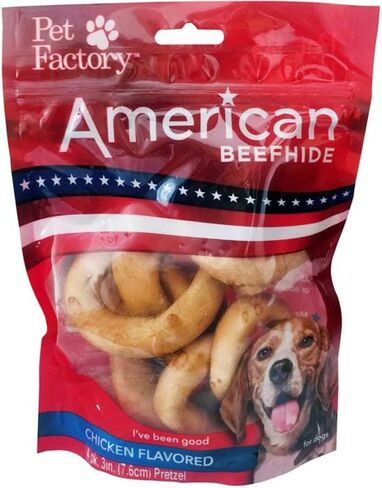 Pet Factory American Beefhide 3-3.5" Pretzels Dog Chew Treats - Natural Flavor, 4 Count/1 Pack in Saudi Arabia