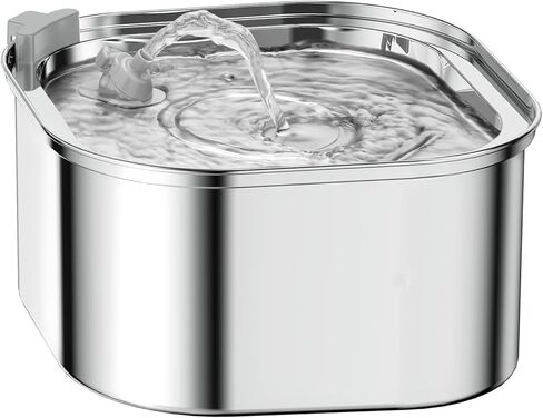 سيفيوس نافورة مياه للقطط سعة 108 اونصة/3.2 لتر من الستانلس ستيل، موزع مياه اوتوماتيكي للكلاب، مضخة فائقة الهدوء مع اوضاع تدفق قابلة للتعديل للقطط والكلاب والحيوانات الاليفة المتعددة in Kuwait