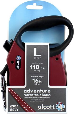 مقود حزام عاكس قابل للسحب من Alcott Adventure، بطول 10 بوصات، صغير جدًا للكلاب التي يصل وزنها إلى 25 رطلاً، أسود مع مقبض ناعم باللون الرمادي in Kuwait
