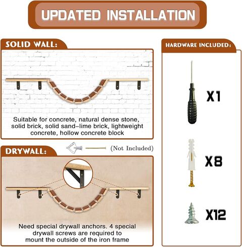 Calmbee Cat Wall Shelves, Cat Wall Furniture Cat Bridge with 2 Mats Wall Mount Cat Perch Wooden Hammock Cat Tree Cat Climber Cat Cloud Shelf Board Cat Bed in Kuwait