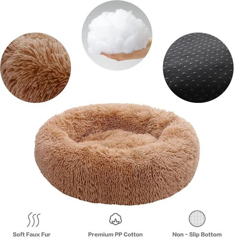 NOYAL Donut Dog Bed for Small Medium Pets, Plush Calming Faux Fur in Kuwait