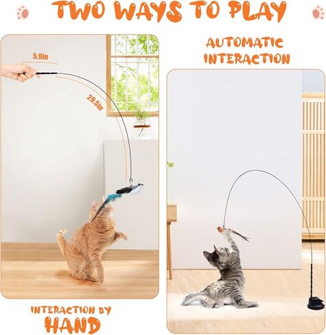 ألعاب القطط من زاديك، ألعاب تفاعلية للقطط في الداخل مع كوب شفط فائق، قطعتين من عصا القطط النابضة بالحياة و10 قطع بديلة قابلة للفصل مع أجراس وألعاب للقطط معلقة على الباب in Kuwait