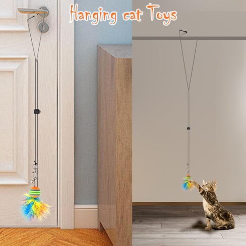 ألعاب القطط من زاديك، ألعاب تفاعلية للقطط في الداخل مع كوب شفط فائق، قطعتين من عصا القطط النابضة بالحياة و10 قطع بديلة قابلة للفصل مع أجراس وألعاب للقطط معلقة على الباب in Kuwait