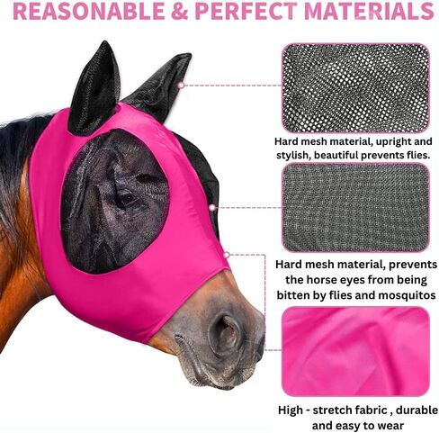 قناع الطيران من Ever Horse Boutique ناعم ومريح للحماية من الأشعة فوق البنفسجية وممتد ومتين مع العينين والأذنين - أفضل الإمدادات الواقية من الشمس باللون الأرجواني. in Saudi Arabia