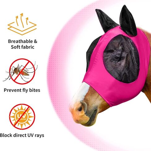 قناع الطيران من Ever Horse Boutique ناعم ومريح للحماية من الأشعة فوق البنفسجية وممتد ومتين مع العينين والأذنين - أفضل الإمدادات الواقية من الشمس باللون الأرجواني. in Saudi Arabia