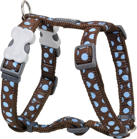 Red Dingo Designer Dog Harness, Large, Blue Spots on Brown in Saudi Arabia