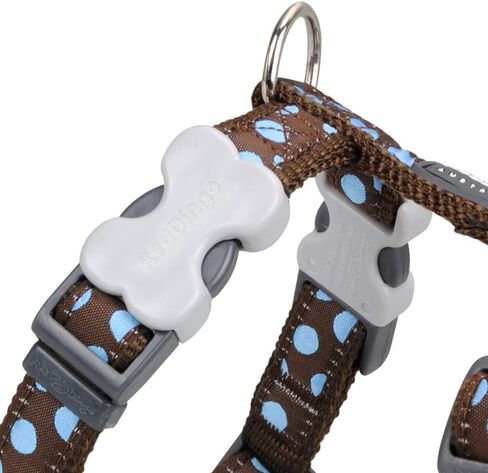Red Dingo Designer Dog Harness, Large, Blue Spots on Brown in Saudi Arabia