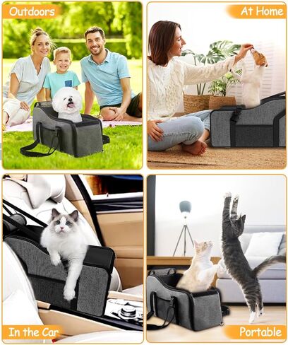 Lipneaed Dog Car Seats for Small Dogs 0-10lbs, Portable Pet Car Seat Dog Travel Accessories with Safety Tethers and Pad, for Single/Double Door Armrest Applicable in Saudi Arabia