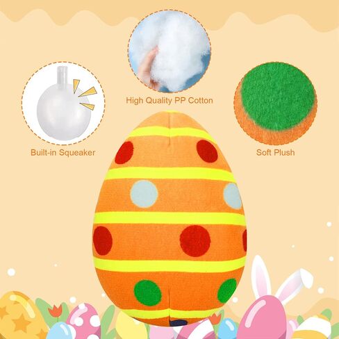 YUEPET 3 Pack Easter Egg Dog Toys, Squeaky Dog Chew Toys for Cleaning Teeth and Relieving Anxiety, Plush Dog Toy Easter Gifts for Puppies Small Medium Dogs in Kuwait