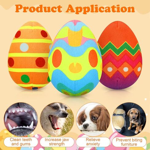 YUEPET 3 Pack Easter Egg Dog Toys, Squeaky Dog Chew Toys for Cleaning Teeth and Relieving Anxiety, Plush Dog Toy Easter Gifts for Puppies Small Medium Dogs in Kuwait