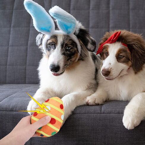 YUEPET 3 Pack Easter Egg Dog Toys, Squeaky Dog Chew Toys for Cleaning Teeth and Relieving Anxiety, Plush Dog Toy Easter Gifts for Puppies Small Medium Dogs in Kuwait