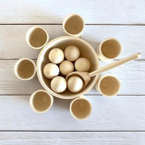 Montessori Toys, Sorting Balls in Cups Toy, Wooden Sorter, Gift for Toddler, Unpainted in Saudi Arabia