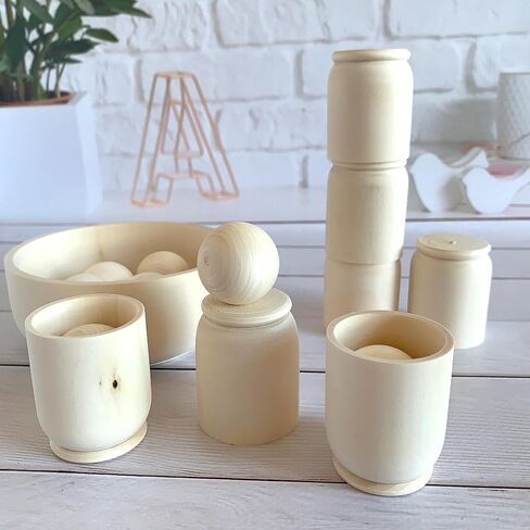 Montessori Toys, Sorting Balls in Cups Toy, Wooden Sorter, Gift for Toddler, Unpainted in Saudi Arabia