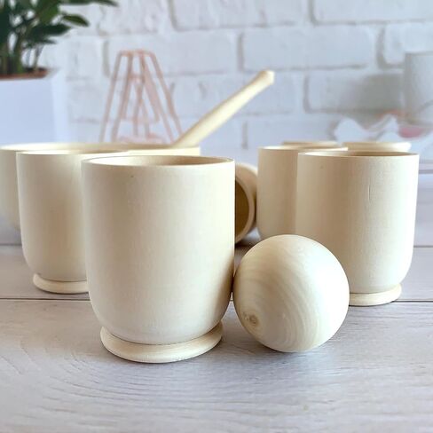 Montessori Toys, Sorting Balls in Cups Toy, Wooden Sorter, Gift for Toddler, Unpainted in Saudi Arabia