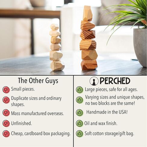 Natural Pine Stacking Rocks, Large Wooden Blocks, Montessori Puzzle Game, Toddler Toys For Classroom, Wood Balancing Stones Set (12 Pc) in Saudi Arabia