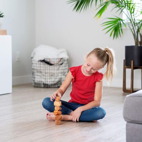 Natural Pine Stacking Rocks, Large Wooden Blocks, Montessori Puzzle Game, Toddler Toys For Classroom, Wood Balancing Stones Set (12 Pc) in Saudi Arabia