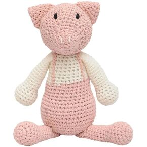 Pink-Cream Piggy Handmade Amigurumi Stuffed Toy Knit Crochet Doll VAC in Saudi Arabia