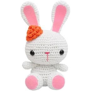 White, Pink Bunnies Handmade Amigurumi Stuffed Toy Knit Crochet Doll VAC (White) in Saudi Arabia