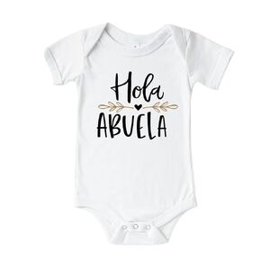 Hola Abuela Grandma Baby Announcement Onesie In Spanish, Cute Pregnancy Announcement Gifts For Grandparents, Surprise Baby Reveal Ideas For Abuelita To Be. in Saudi Arabia