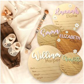 Bleed Proof Engineered Wood, Hello World Newborn Sign, Baby Announcement Sign, Newborn Announcement Sign, Birth Announcement Sign - 5.5" (Cherry/Black/Round)