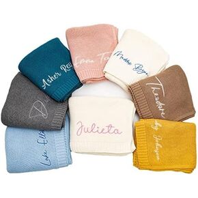 Personalized Knit Baby Blanket | Embroidery Gift for Baby Shower | Stroller Blanket