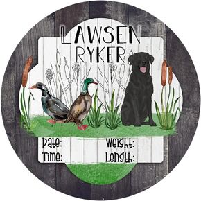PK Décor Black Lab Nursery Decor - Baby Boy Birth Announcement Sign - Baby Name Sign for Nursery - Duck Hunting Baby Decor - Newborn Photography Prop Boy (Black Lab)