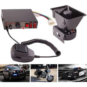 Pa System for Truck 12V Police Siren Car Pa Speaker Alarm Horn | 7 Sound Modes for All Scenarios, 130dB, Handheld Push-Button Controller, Waterproof Design. Suitable for Any 12V Vehicle. in Saudi Arabia