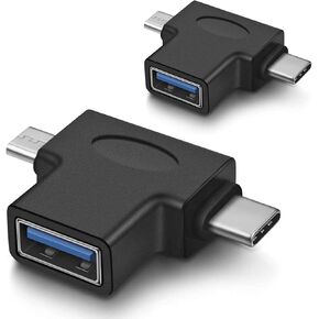 2 in 1 OTG Converter USB 3.0 to Micro USB and Type C Adapter USB3.0 Female to Micro USB Male and USB C Male Connector (1 Pack) in Saudi Arabia