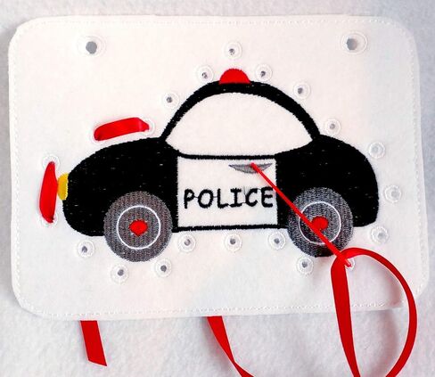 Police car lacing quiet book page, Sewing games for kids developing imagination education - QB140 in Saudi Arabia