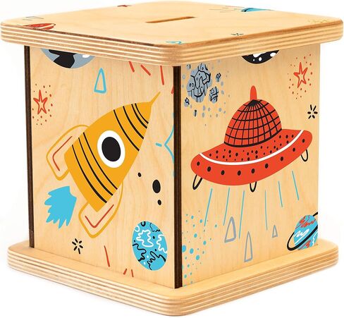 بنك Rocket Ship Piggy Bank، بنك اسم شخصي، بنك عملات خشبية، مصنوع يدويًا في الولايات المتحدة الأمريكية in Kuwait