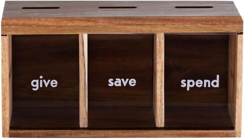 Personalized Enduring Legacy Spend Save Give Piggy Bank - Personalized Hardwood Educational Toy for Kids, Encourages Financial Literacy (EcoMaple) in Saudi Arabia