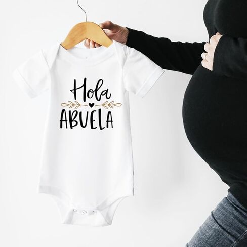 Hola Abuela Grandma Baby Announcement Onesie In Spanish, Cute Pregnancy Announcement Gifts For Grandparents, Surprise Baby Reveal Ideas For Abuelita To Be. in Saudi Arabia