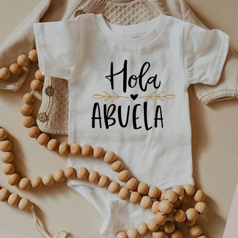 Hola Abuela Grandma Baby Announcement Onesie In Spanish, Cute Pregnancy Announcement Gifts For Grandparents, Surprise Baby Reveal Ideas For Abuelita To Be. in Saudi Arabia