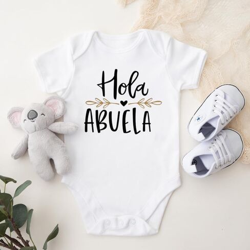 Hola Abuela Grandma Baby Announcement Onesie In Spanish, Cute Pregnancy Announcement Gifts For Grandparents, Surprise Baby Reveal Ideas For Abuelita To Be. in Saudi Arabia