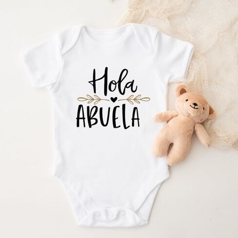 Hola Abuela Grandma Baby Announcement Onesie In Spanish, Cute Pregnancy Announcement Gifts For Grandparents, Surprise Baby Reveal Ideas For Abuelita To Be. in Saudi Arabia