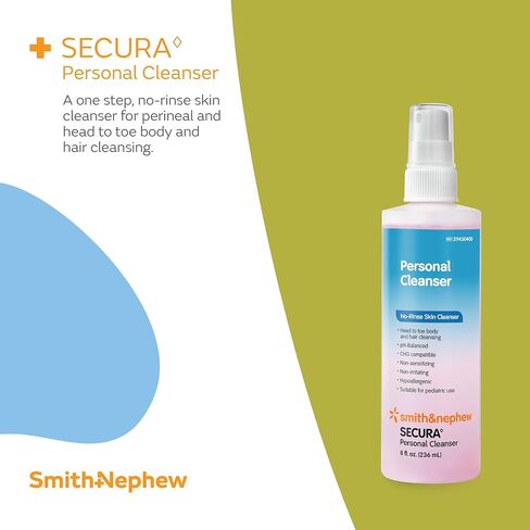 Smith+Nephew SECURA Personal Cleanser Spray, Waterless Body Cleanser and Perineal Spray, No-Rinse Skin Cleanser, 8 Ounces in Saudi Arabia
