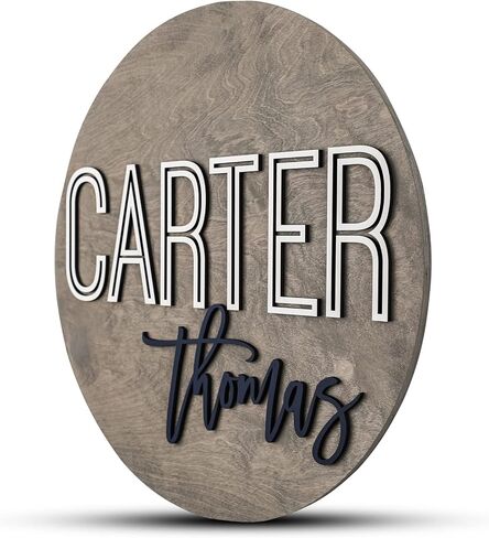 Custom Round Nursery Name Sign, Personalized Wooden Wall Plaque, 12" 18" 24" 30" 3D Wall Art for Children & Kids Rooms, Baby Shower, Hickory Hollow Designs (Olivia Grace) in Kuwait