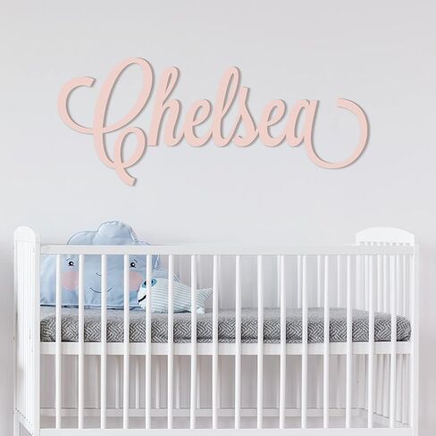 علامة اسم خشبية مخصصة - لافتة اسم الطفل مخصصة لديكور الحضانة والجدار (بعرض 12 بوصة - 55 بوصة) - ديكور حضانة بأحرف خشبية غير مطلية أو مطلية - غرفة فتاة أو صبي مصنوعة في الولايات المتحدة الأمريكية in Kuwait